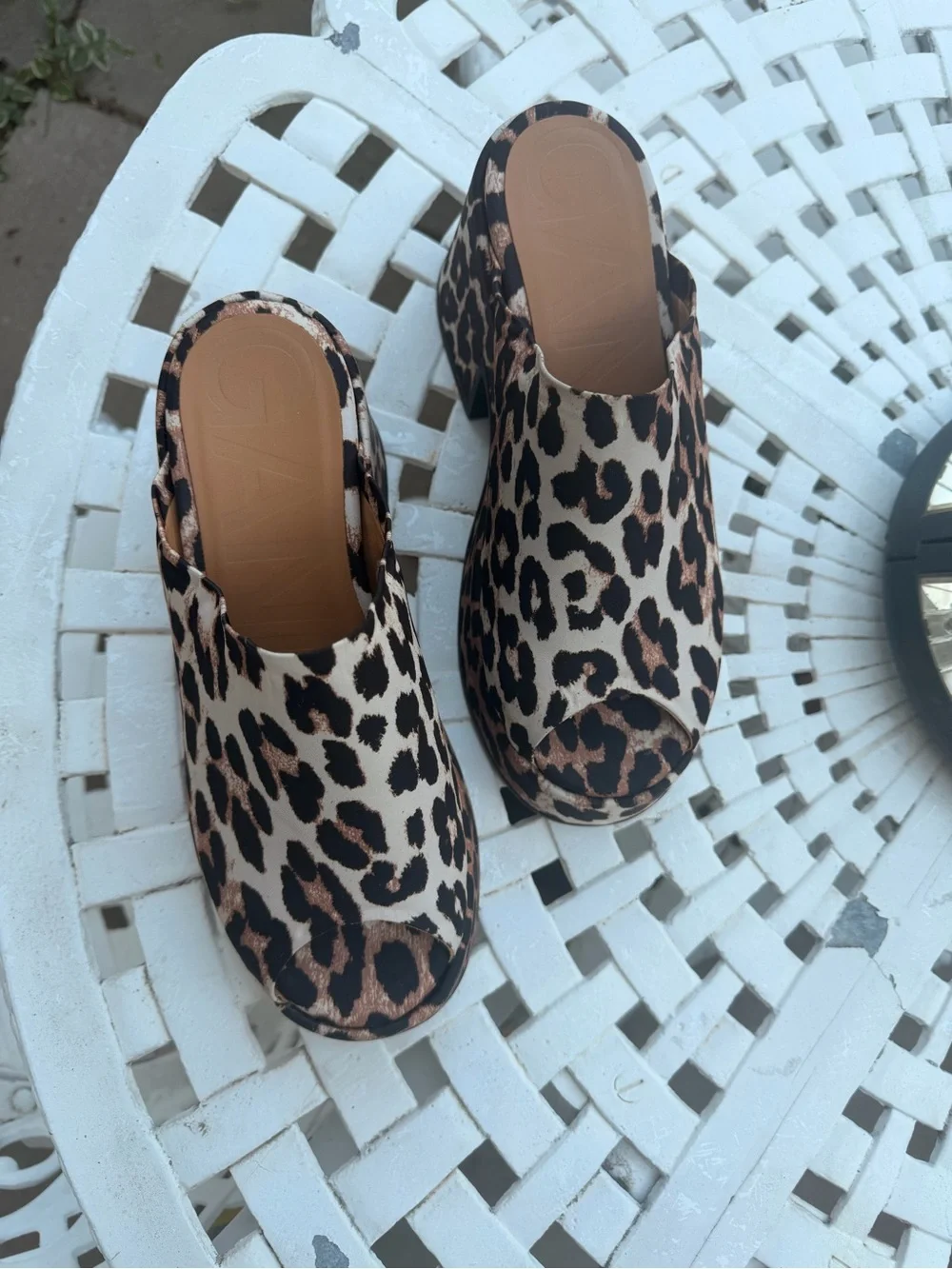 Ganni Leopard-Print Platform Mule Clogs in Brown and Black